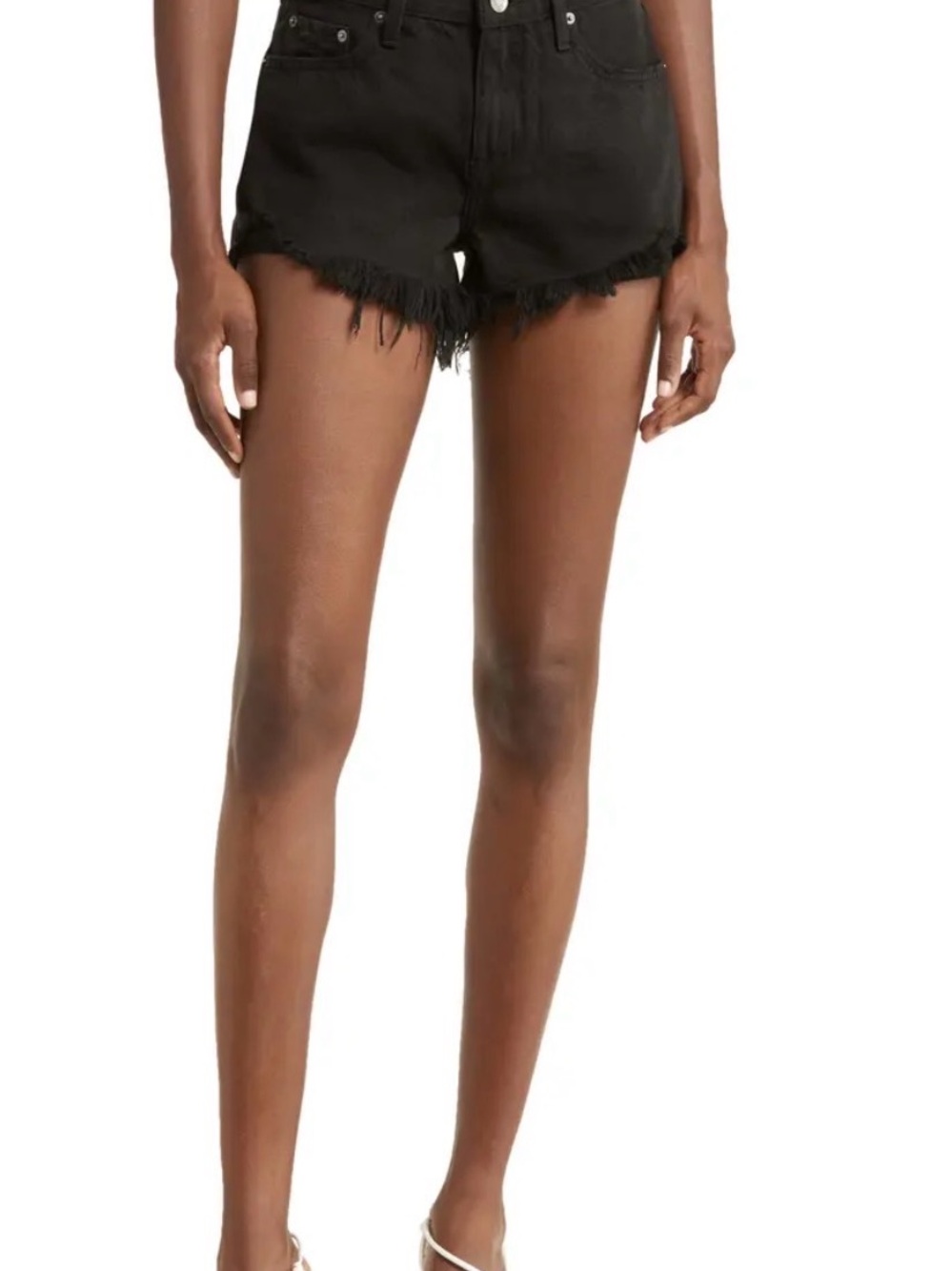 pistola Black High-Rise Frayed Hem Denim Cutoff Shorts